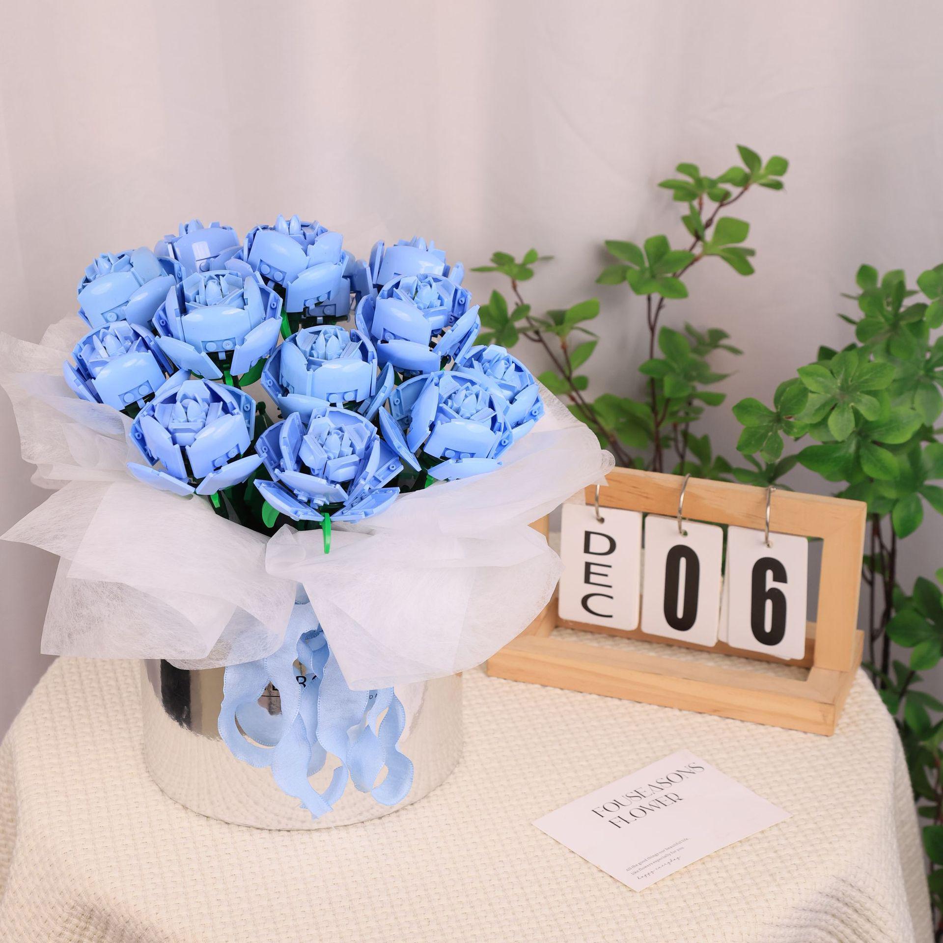 

Four Seasons Floral Building Block Set - Educational Rose Bouquet Gift for Girls