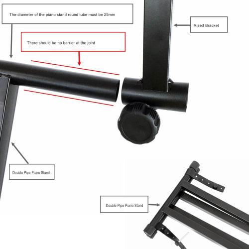 Keyboard Stand, 2-Tier Keyboard Stand Extension Adapter, Digital Piano Accessory, Universal for X-Style Keyboard Stands, Adjustable Width from 16.5" T
