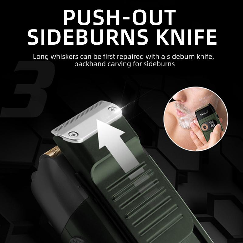 2 In 1 Rechargeable Electric Shaver LCD Display Portable Cordless Men Reciprocating Razor Beard Trimmer