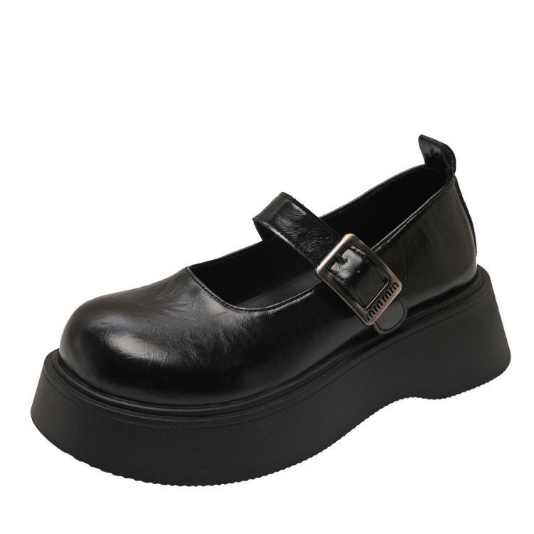 Big head and thick sole Japanese jk small leather shoes for women's 2025 spring and summer new muffin with skirt Mary Jane single shoes