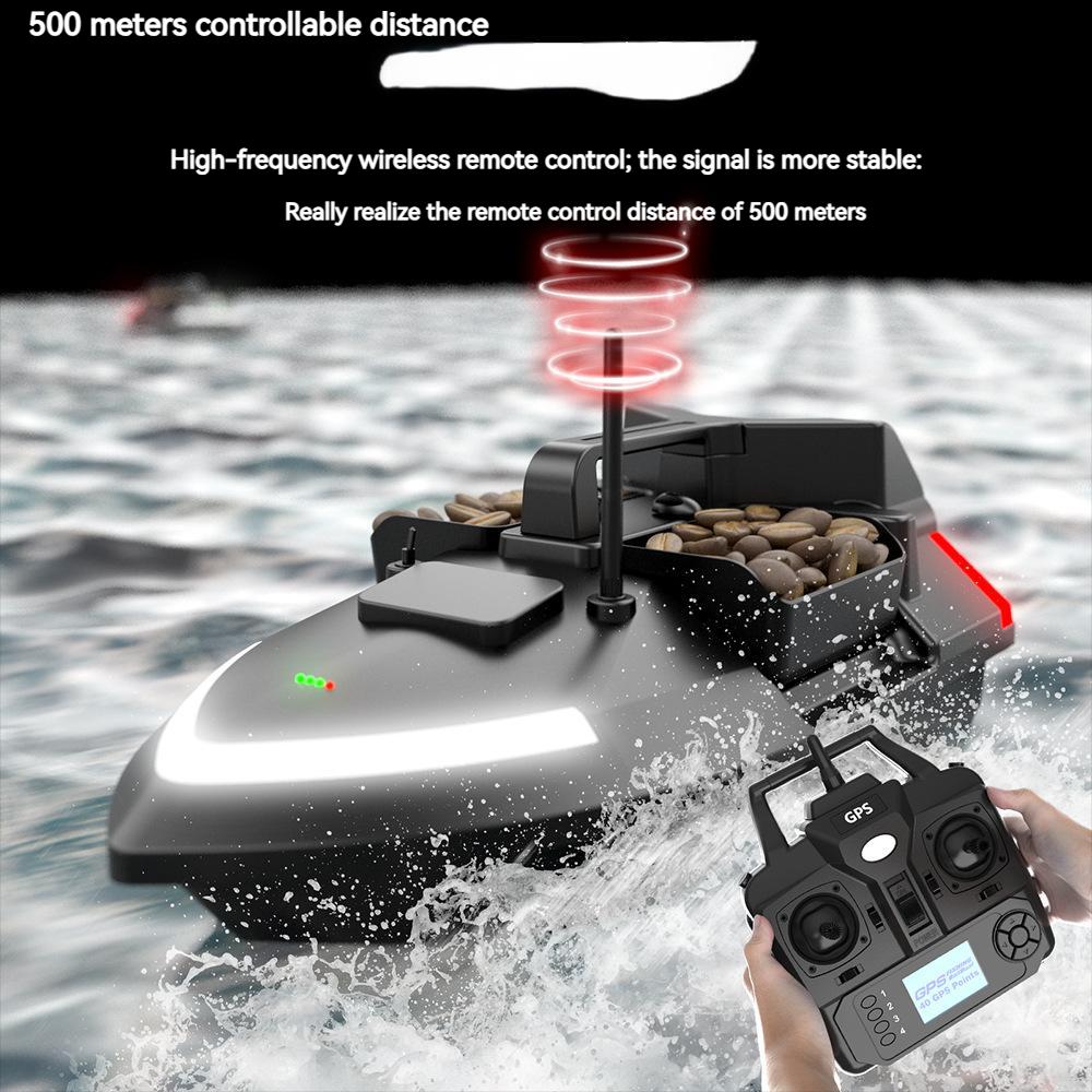 Fishing Bait Boat, Led Power Display and Searchlight, Battery Capacity 12000mah, 40 GPS Set Points, 3-hour Cruise, Automatic Return