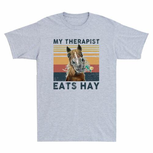 Horse My Therapist Eats Hay Funny Vintage Men039;s T-Shirt Cotton Sport Grey Tee Unisex T-Shirt L
