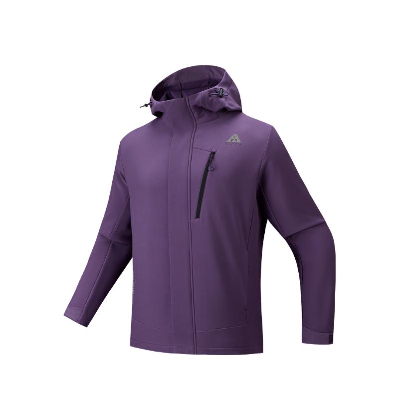 Anta Outdoor Series Simple Soft Shell Comfortable Casual Hooded Fleece Warm Windproof Jacket Men Jacket 952546606-5