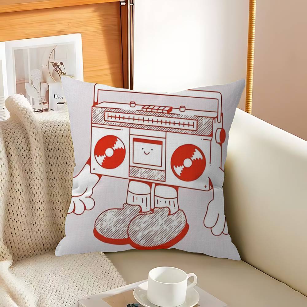 Simplicity Vintage Pink Cartoon Print Canvas Personalized Pillow Cover Kids Bedroom Wild Party Decor Pillowcase Kid Shower Gift
