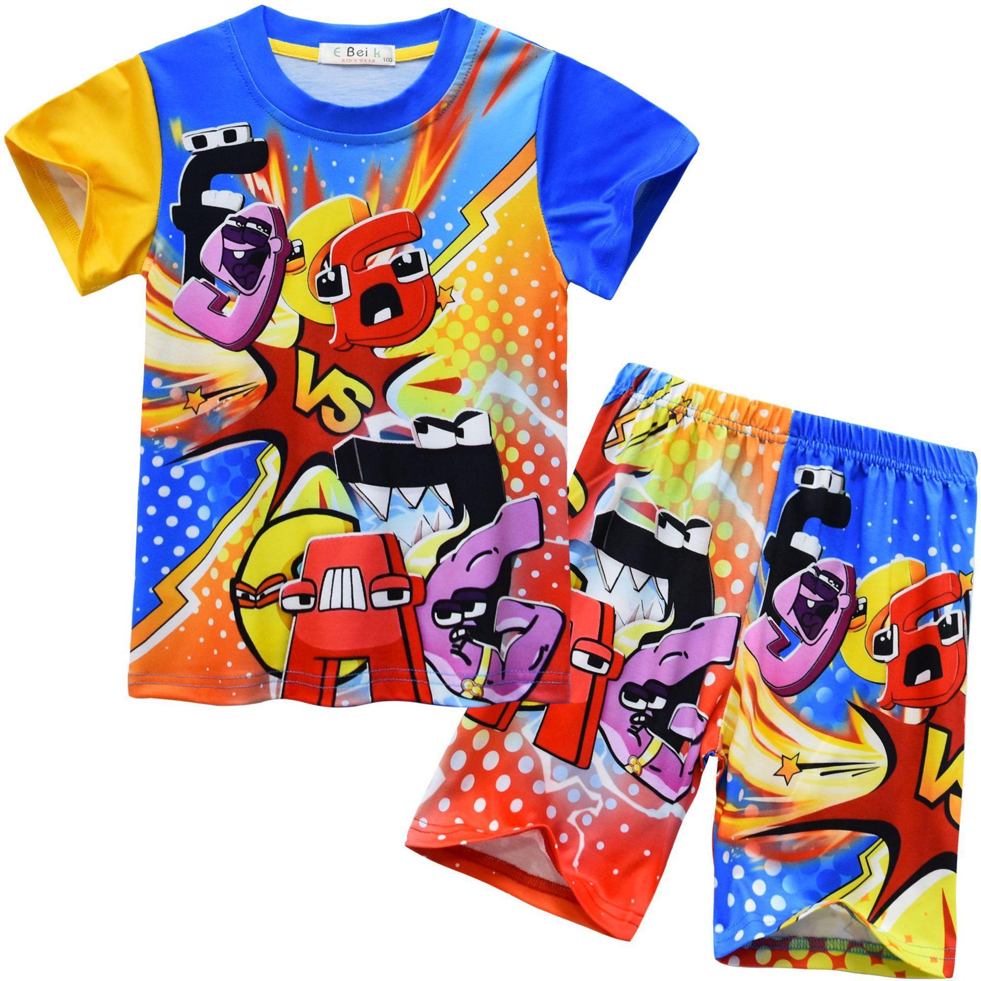 

Short Sleeve, Animated Cartoon Digital Printing, Children S Short Sleeve Loungewear Set 91121 110