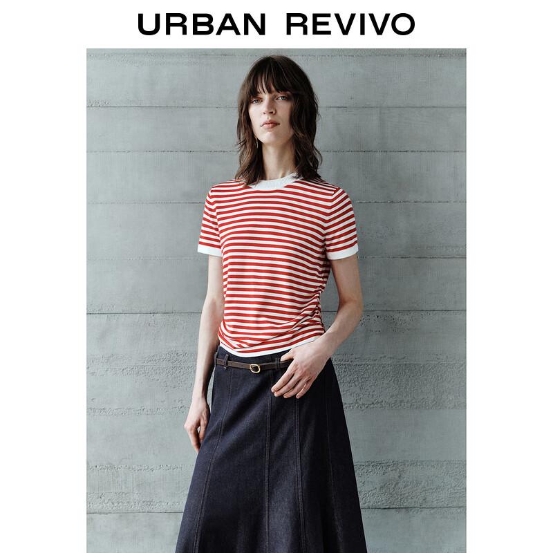 Women's Contrast Stripe Short Sleeve Knit Top