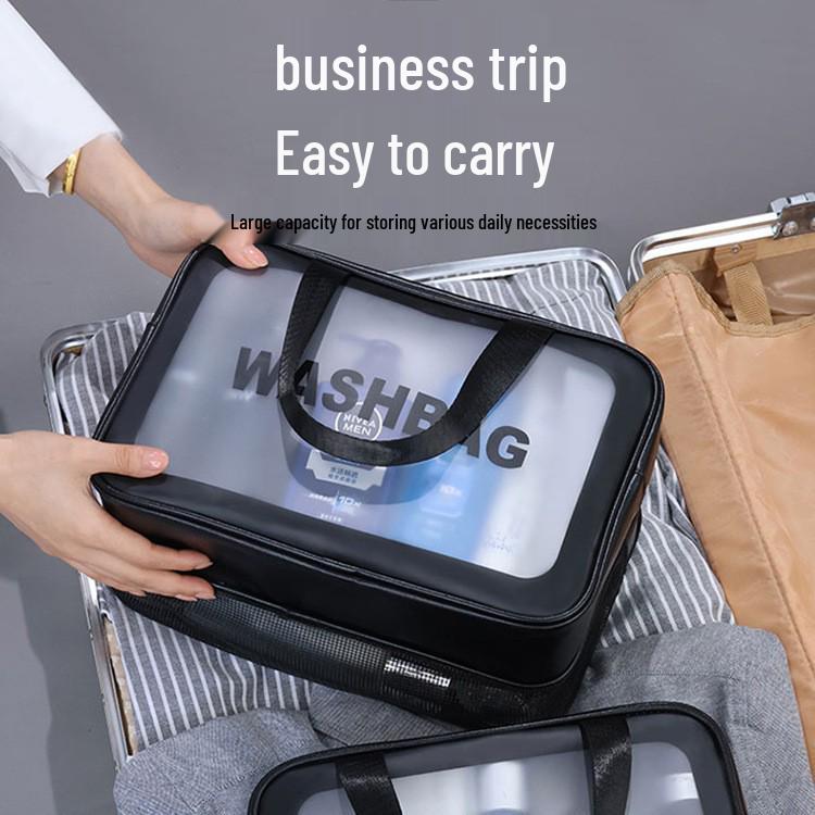 Herrars Vattentät Resetoalettväska - Transparent, Bärbar, Våt/Torr-separation för Bad & Simning