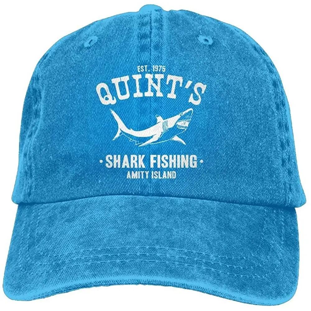 Adult Unisex Cotton Jeans Cap Old-Fashion Adjustable Hat Quints Shark Fishing Jaws 7 Colors Available Dad Hip Hop Hats