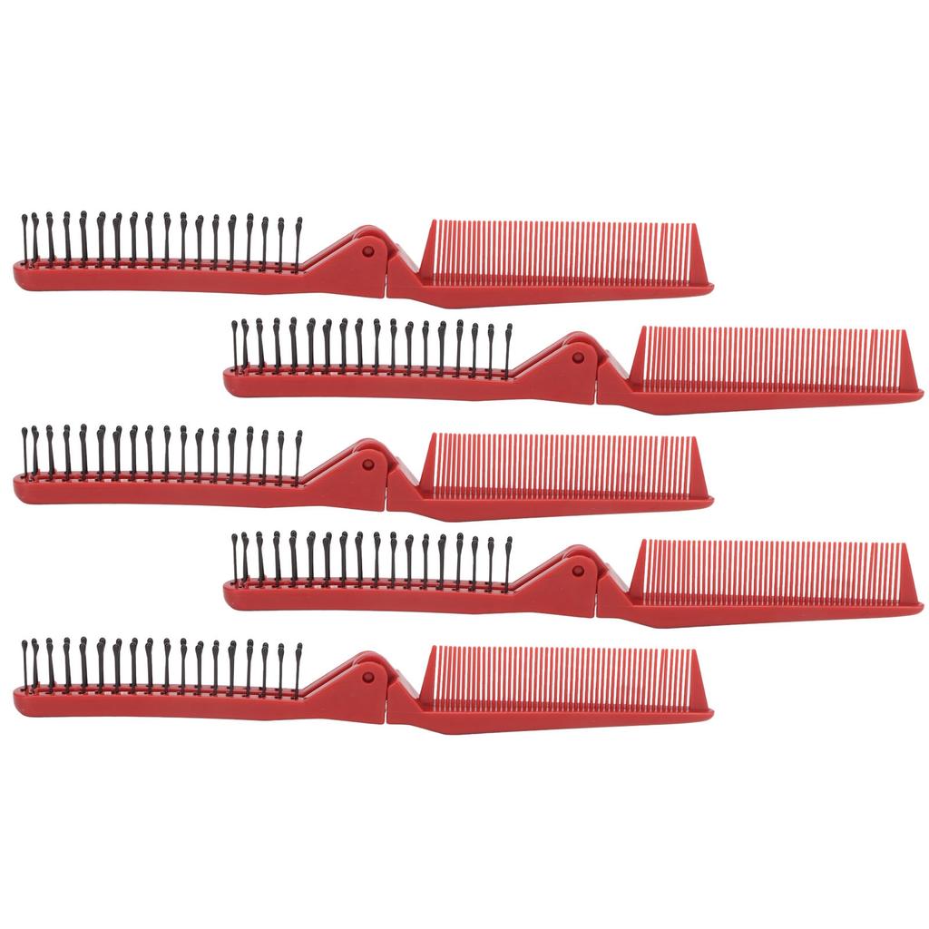 10pcs Foldable Hair Comb Portable Shaping Multi Functional Folding Comb for Hairdressing Red
