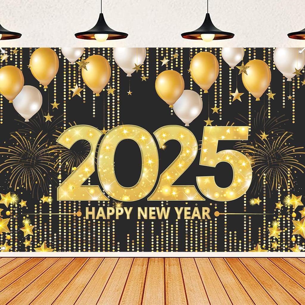 2025 Frohes Neues Jahr Hintergründe für Weihnachts-Fotografie Deko Hintergrund Feuerwerk Feiern Party Familie Poster Fotostudio