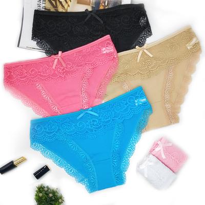 Unterwäsche Baumwolle Damen Sexy Spitzen Slip Höschen Lot 6 Stk