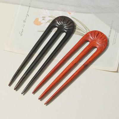 Chinese Retro Sandalwood Carved Hairpin - Classic & Versatile Hair Accessory