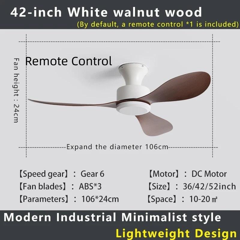 36-52" No-Light Design Multi-Space Use Electric Fan Low-Profile Flush Mount Ceiling Fan Remote Control Industrial Vintage Fan