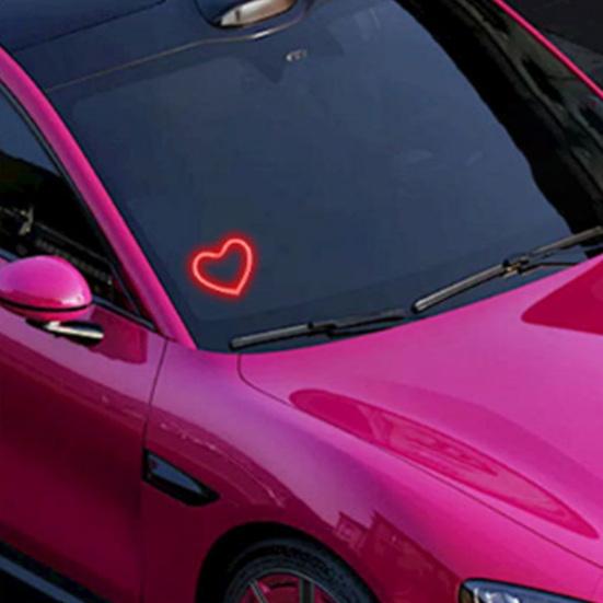 Solar Heart-Shaped LED Neon Light Waterproof Romantic Car Lamp Auto On/Off Multi-Color