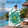Asciugamano da Spiaggia con Stemma dello Sporting Cp, Asciugatura Rapida, Facile da Curare, Adatto Sia per il Fitness che per le Vacanze al Mare, Essenziale per lo Sport