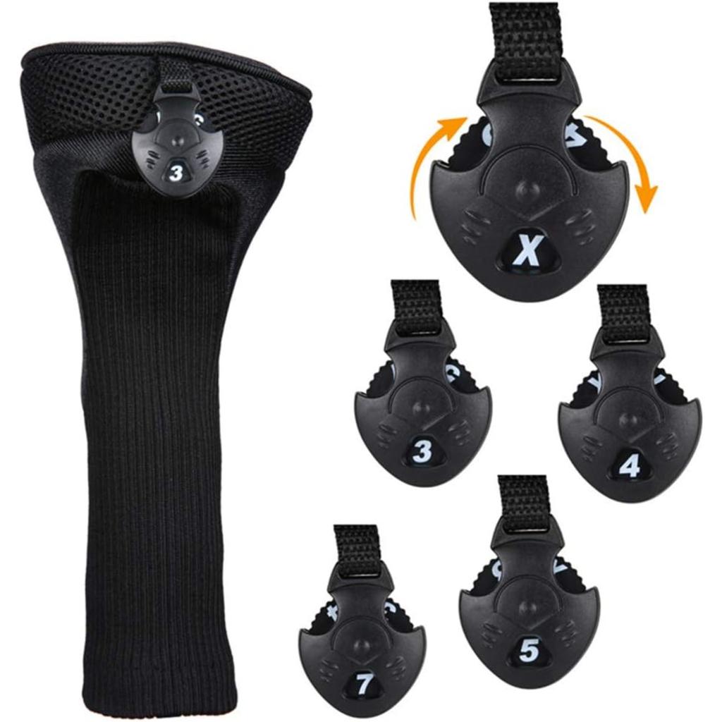 3Pcs Covers Set 1 3 5 Fairway Wood Driver Headcovers Professional Covers (Black)