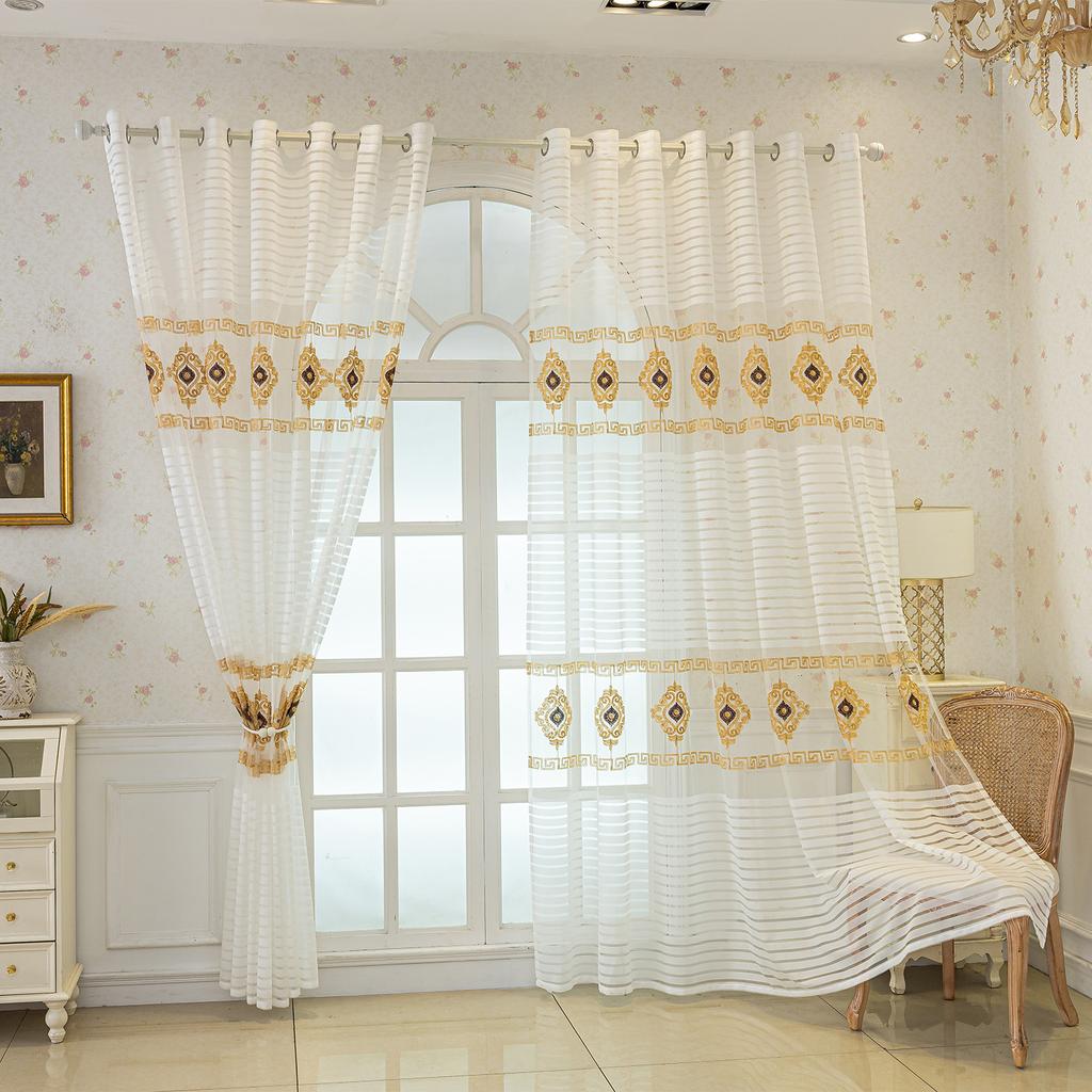 Floral Jacquard Gauze Curtains | Semi-Sheer Light Filtering for Bedroom Living Room Balcony, All-Season Elegant Home Decor