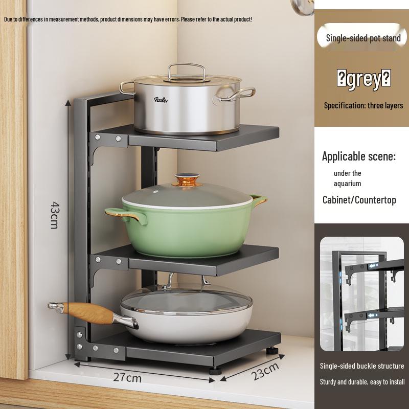 Multi-layer Kitchen Storage Rack: Under-Sink, Pot, and Cookware Shelf