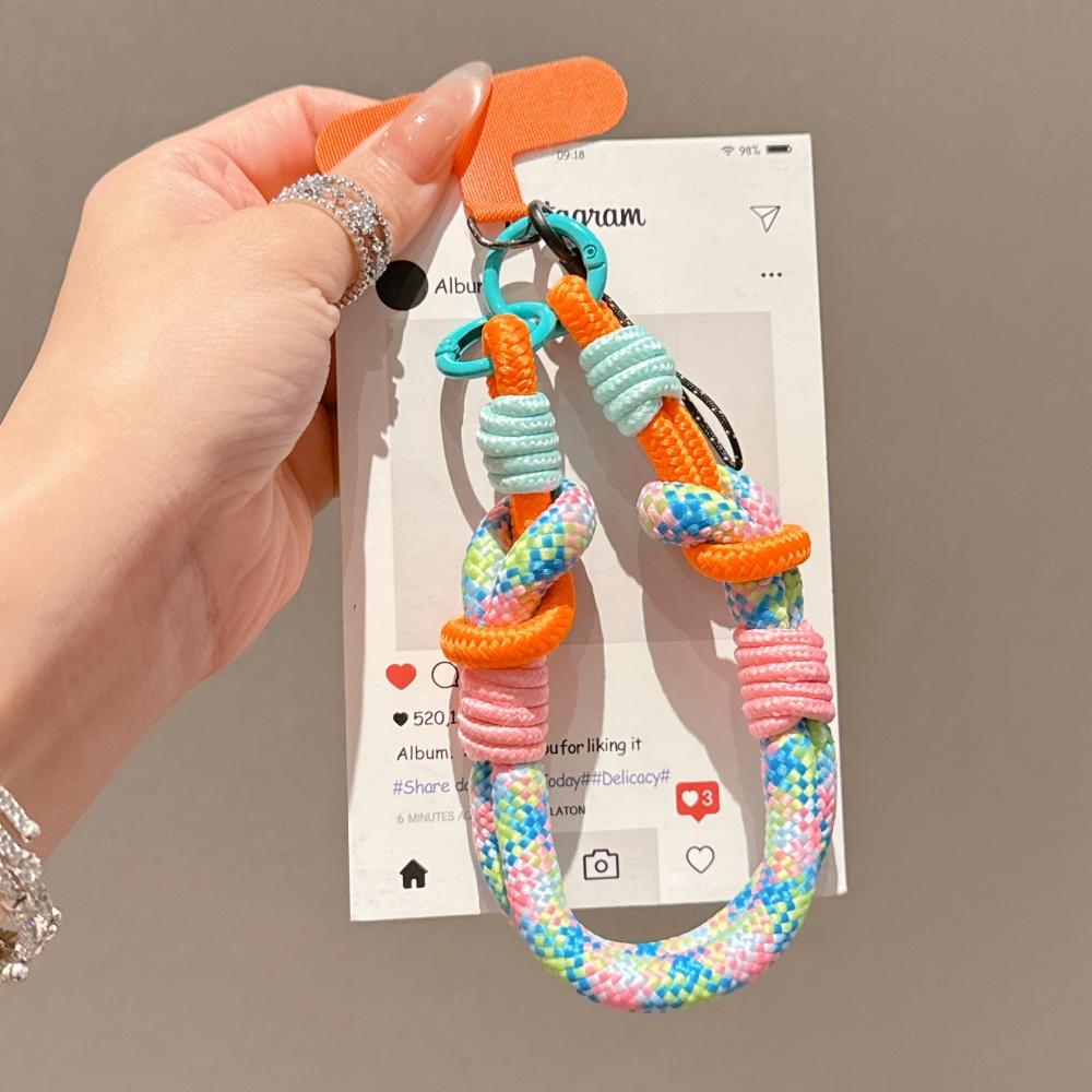 [Longsheng] Mobile phone lanyard removable braided hand rope short wrist ring dual-purpose portable women's dopamine contrasting