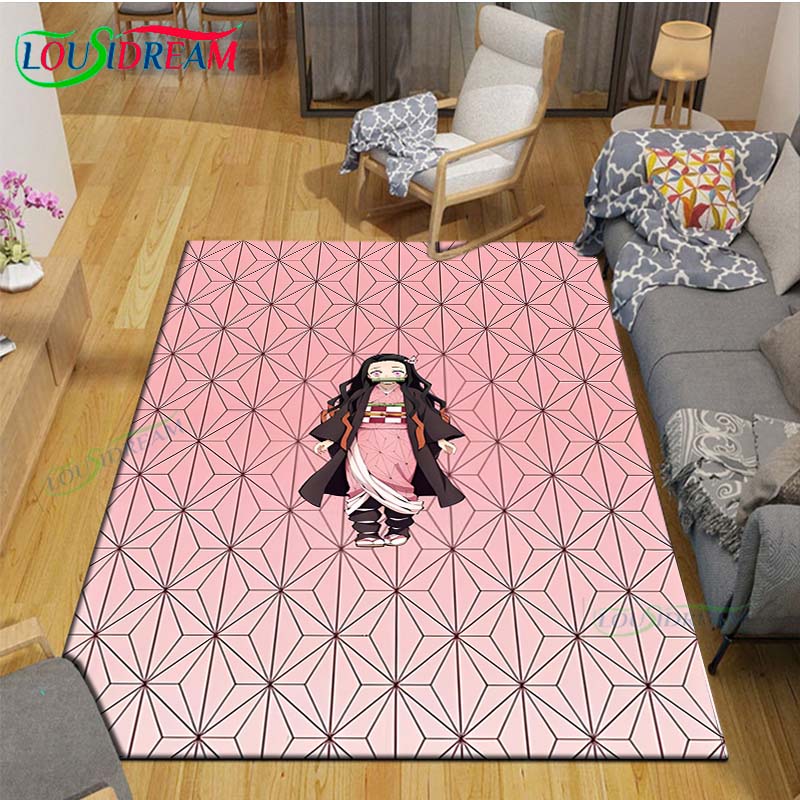 Fashion Hot Cartoon K-Kamado Nezuko Printed Carpets Living Room Anti-Skid Area Rug Kids Bedroom Mats Yoga Mat Large Carpet Decor