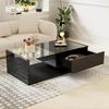 Wohnzimmertisch, LED Couchtisch mit Schubladen, Hochglanz Kaffeetisch mit Stauraum, Modern Coffee Table