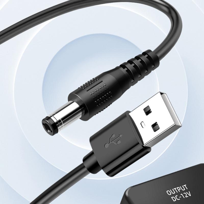 USB 5V to 12V DC5.5mm Connector Cable with Integrated Conversion Module for Compatible Low-Power Equipment and Backup Setups