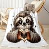 Love Sloth Heart Illustration Blankets are suitable for living rooms,making them an ideal choice for outdoor travel and gifts.