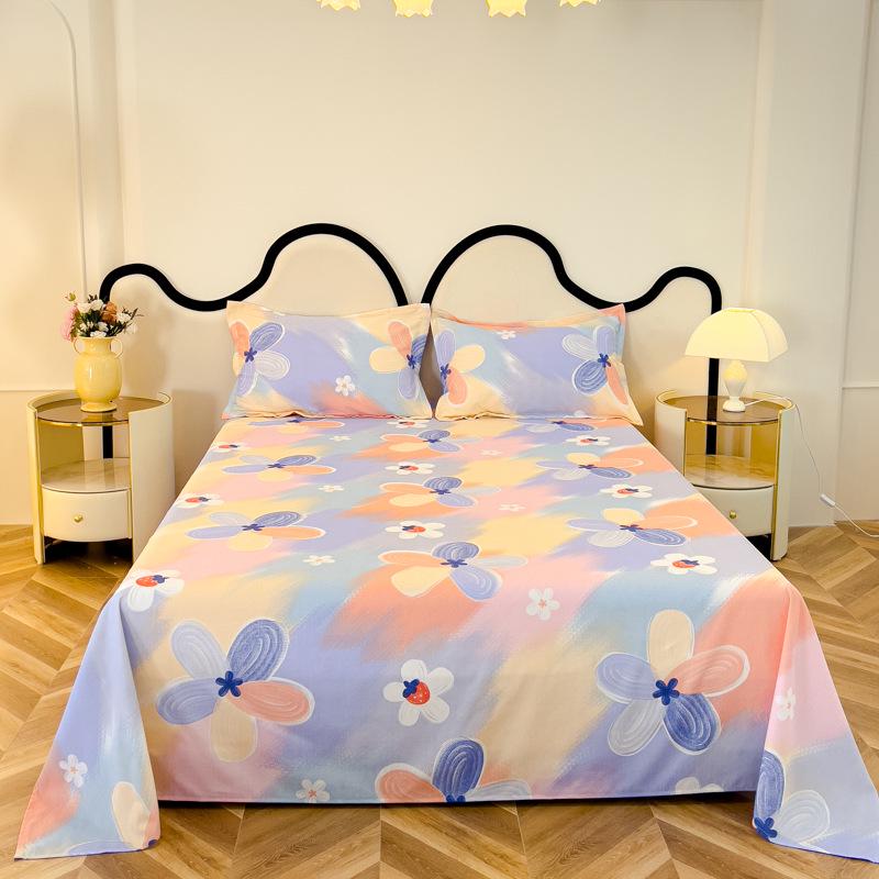 Long-Staple Cotton Brushed Bed Sheet - Solid Color, Thickened, Multiple Sizes (1.2/1.5/1.8m) for Dormitory Single Beds.