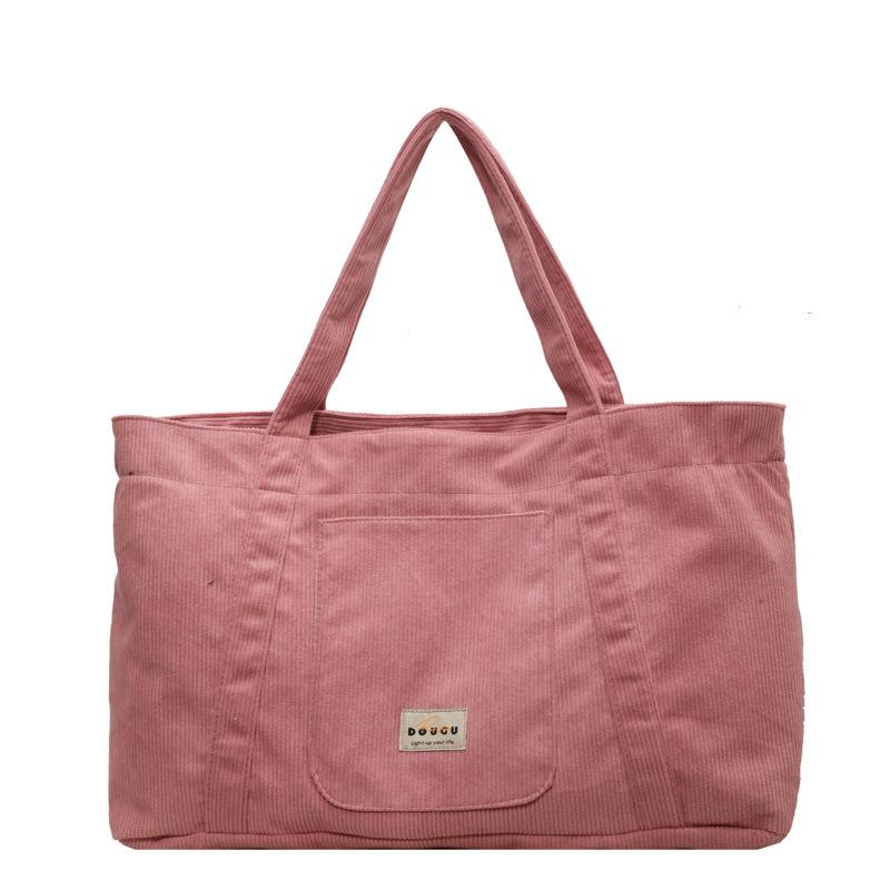 

Вельветовая сумка большой емкости, женская большая сумка, однотонная сумка для покупок розовый