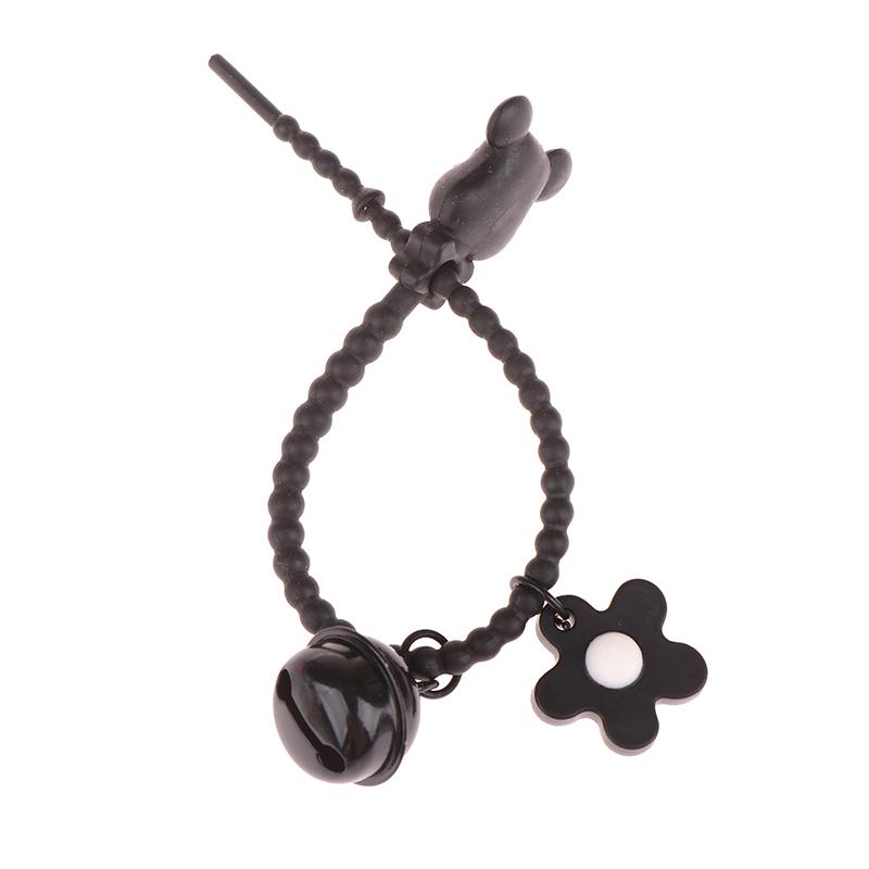 1Pc Sweet Candy Color Bear Head Bell Keychain Silicone Floral Keyring For Girls Bag Pendant Car Key Ring Backpack Decoration