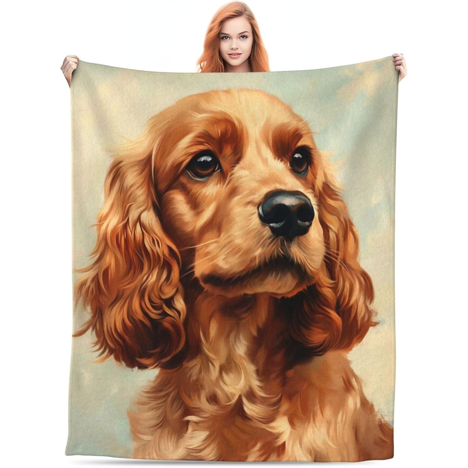 Tapestry cute blanket for cocker spaniel 75x100