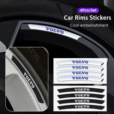4pcs Car Wheel Rim Stickers Auto Tire Emblem Decor Decal Accessories For S60 S80 S90 C30 XC40 XC60 XC70 XC90 V40 V60 V90
