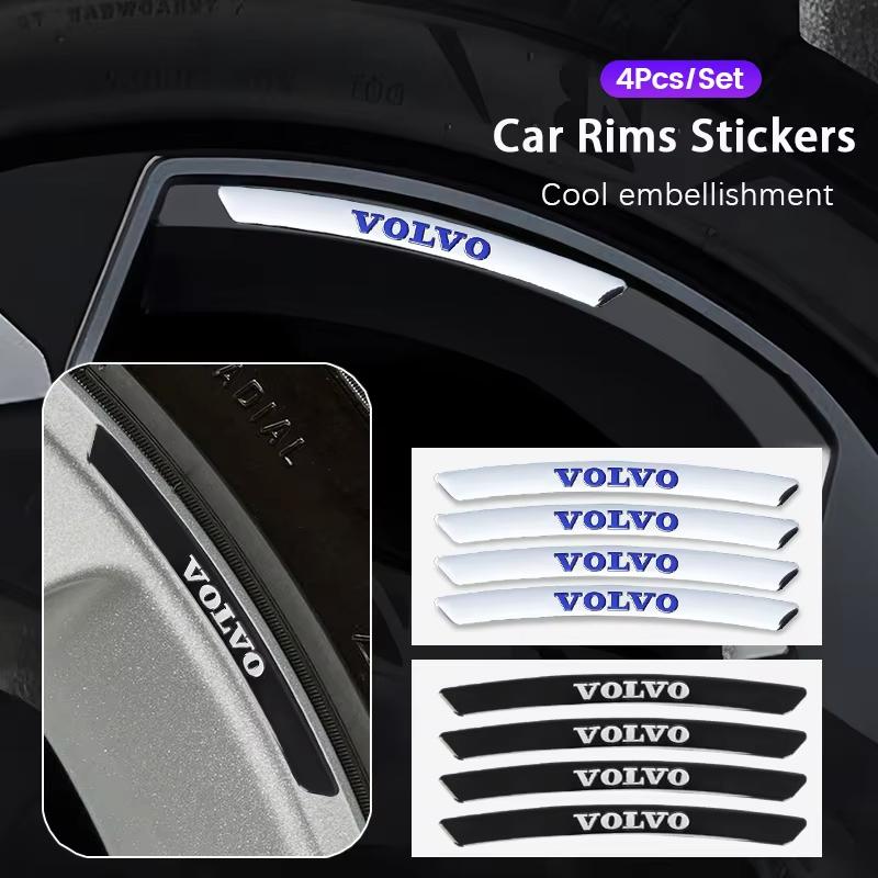 4 Stück Auto-Felgenaufkleber Auto-Reifenemblem Dekor Aufkleber Zubehör für Volvo S60 S80 S90 C30 XC40 XC60 XC70 XC90 V40 V60 V90