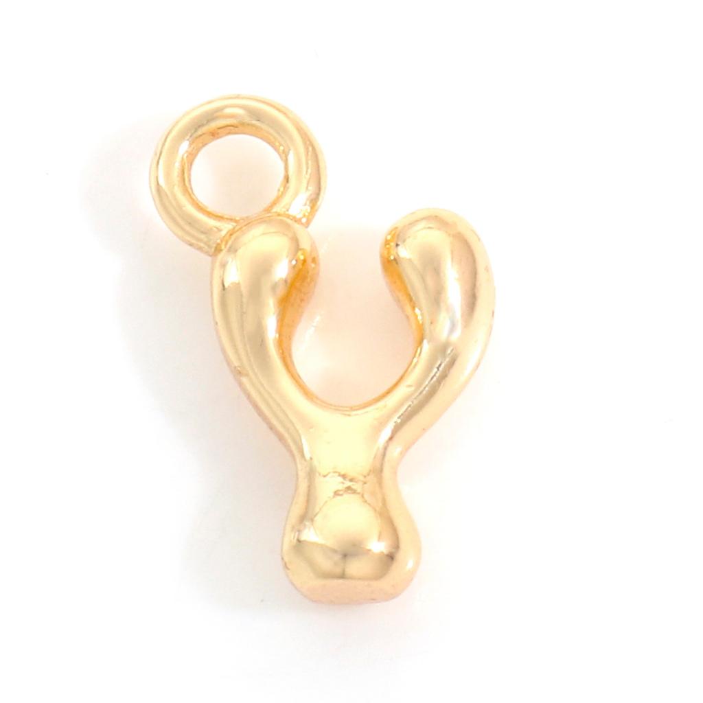 3 Piece Brass Charms 18K Real Gold Plated Capital Alphabet/ Letter Message " A-Z " Pendant Accessories DIY Personalized Jewelry
