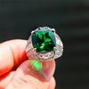 Emerald & Zircon Micro-Inlaid Women's Ring - Classic European & American Style
