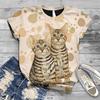 T Shirt Women Harajuku Tops Plus Size Women Short Sleeve 3D Kitty Cat Printed O-Neck Tops Tee T-Shirt Camisetas Mujer