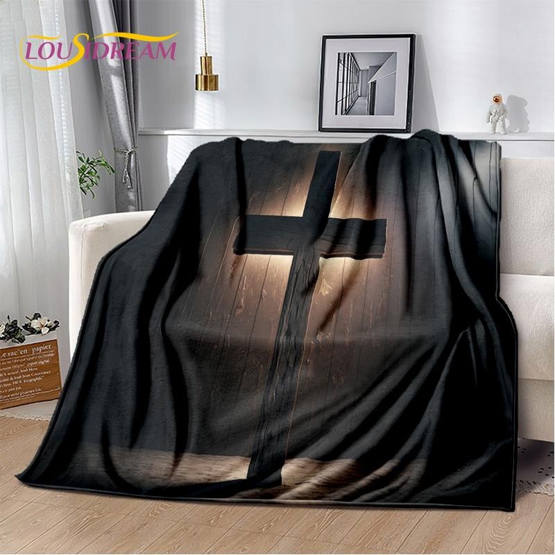 New 3D Pray Holy Bible Cross Jesus Soft Blankets,Keep Warm Throw Blanket Comfortable Blanket for Picnic Beds Sofa Home Bedroom