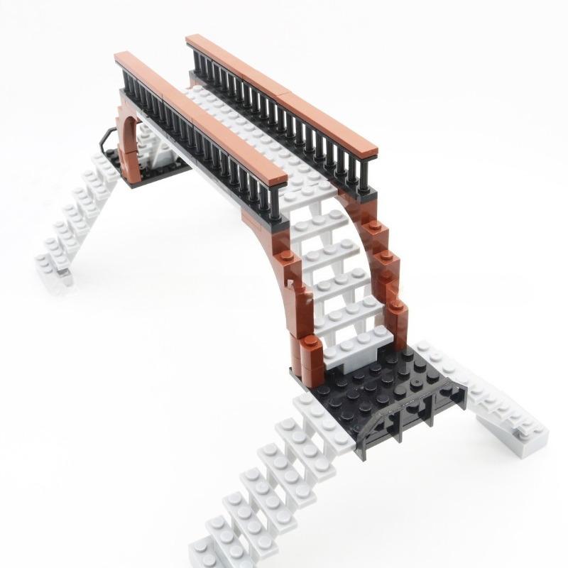 Stedelijke Straatbeeld Serie Voetgangersoversteekplaatsen Treinsporen Verhoogde Bruggen Trappen Modellen – Bouwstenen Speelgoed