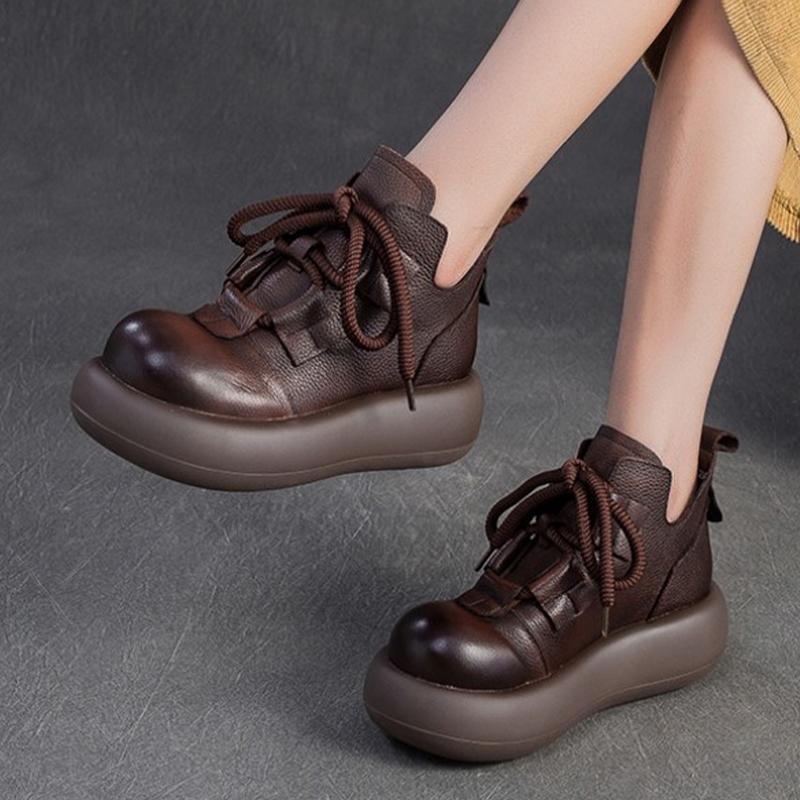Fashion Flats Platform Women Ankle Boots Lace Up Fashion Shoes Designer Dress Sport Women Short Boots 2025 New Winter Botas De Mujer
