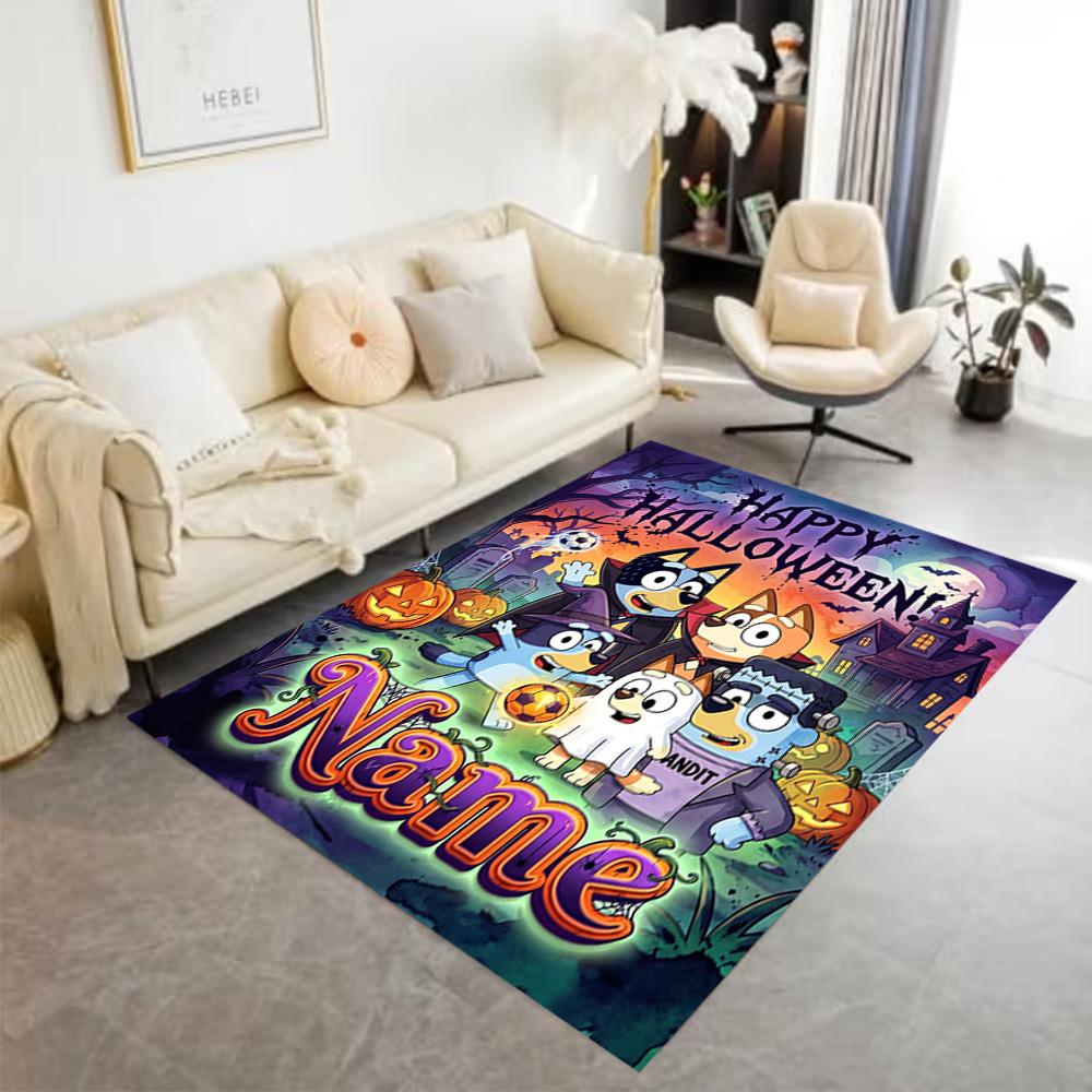 Soccer Fun Bluey Personalized Text Area Rug Perfect for Decorate Room Hallway Dining Room Study Room Antislip Carpet Anime Office Decor