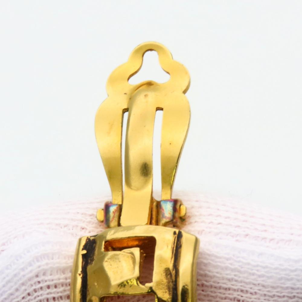 Used CHANEL Earring Open Logo Half Hoop Metal 11.4g Gold Gold Plated