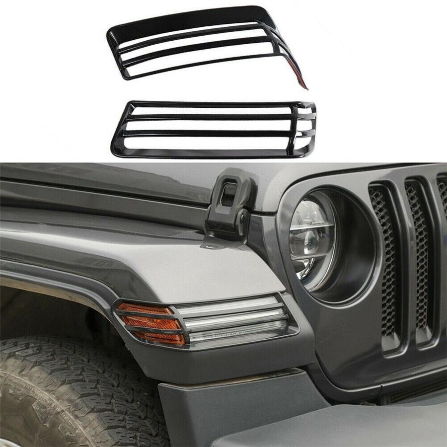 2X Glossy Black Front Wheel Eyebrow Light Cover Trim For Jeep Wrangler Jl 2018+