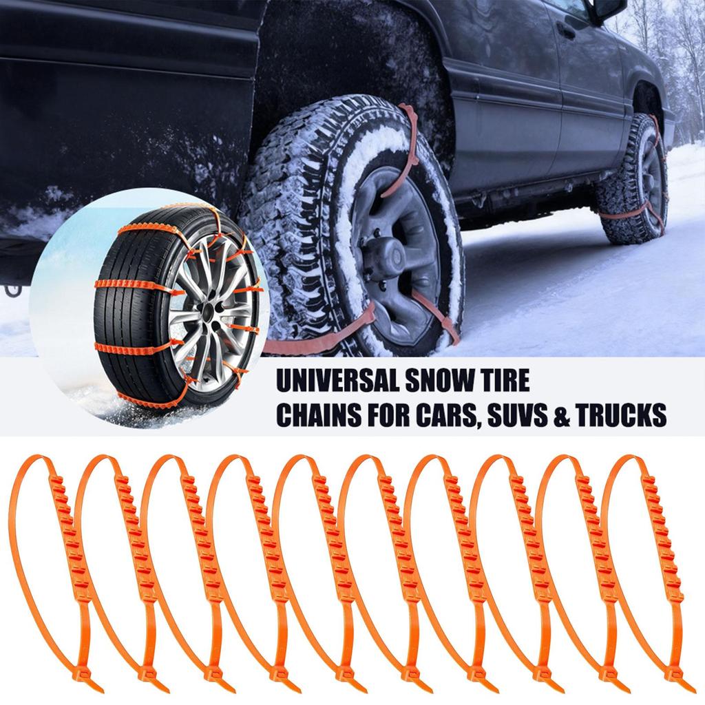 Tire Chains 10 Pieces Wheels Traction Devices Traction Snow Chains for SUV Car Cold Weather Rural Roads Parking Lots Travel