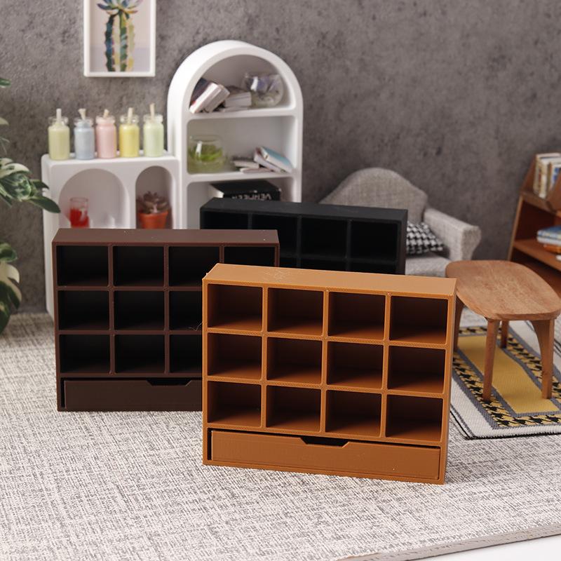 Miniature Dollhouse Furniture - 1/12 Simulation Storage Cabinet; Display Rack Model Accessories