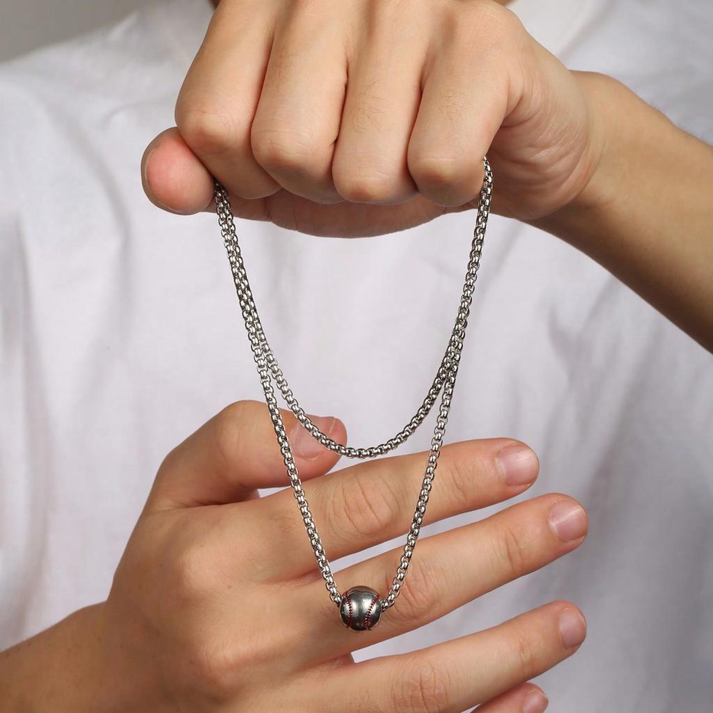 Stainless Steel Baseball Necklace For Men Women Jewelry Baseball Accessories