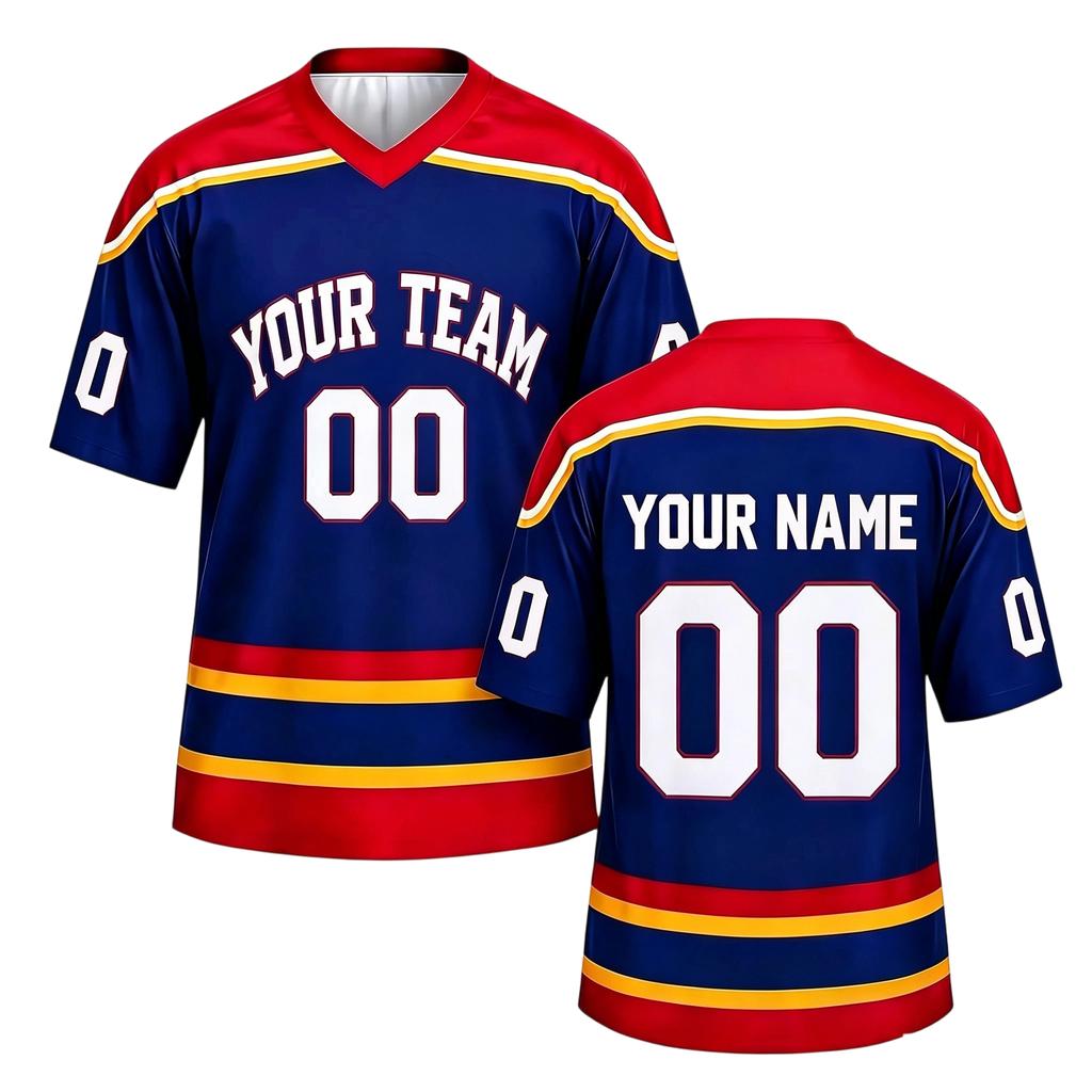 Maglia da Hockey Personalizzabile Maglia Sportiva Personalizzata Logo della Squadra Stampato Scollo a V Manica Corta Abbigliamento Atletico per Adulti e Ragazzi