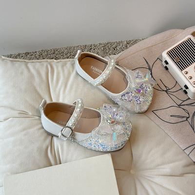 Children's Small Leather Shoes Girls' Shoes 2026 Spring New Girls Soft-soled Rhinestone Single Shoes Princess Children's Performance Shoes