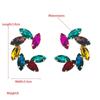 Women Simple Drop Earrings Titanium Steel Alloy Pendant Earrings Colorfull Crystal Leaf Geometric Ear Ornaments