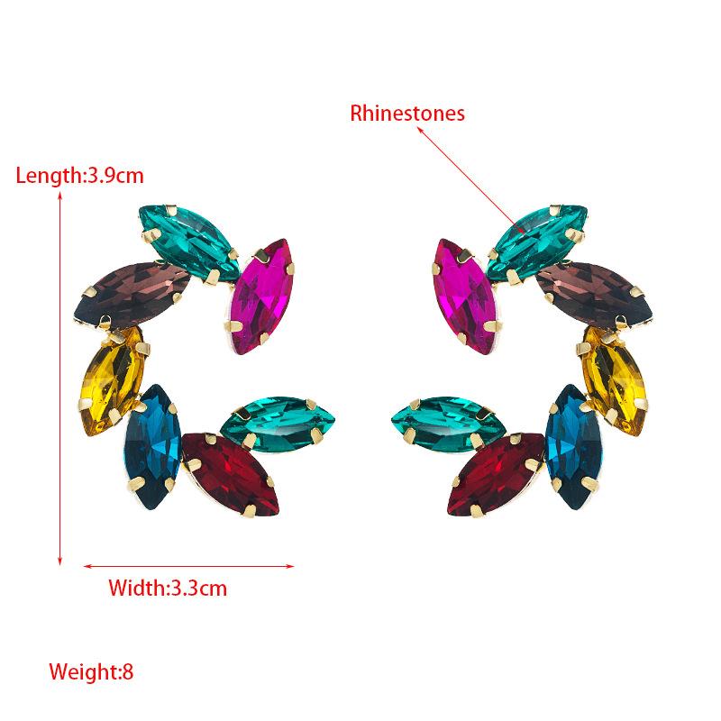 Women Simple Drop Earrings Titanium Steel Alloy Pendant Earrings Colorfull Crystal Leaf Geometric Ear Ornaments
