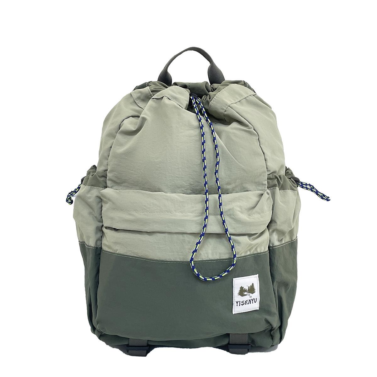 

Корейская версия рюкзака-мешка на шнурке, женский легкий простой повседневный школьный рюкзак, уличный спорт, альпинизм, большая вместимость для путешествий темно-зеленого